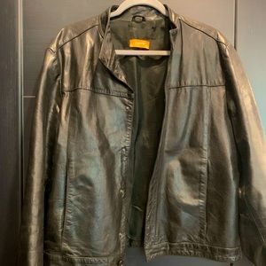 Barney’s Co-Op leather cafe jacket